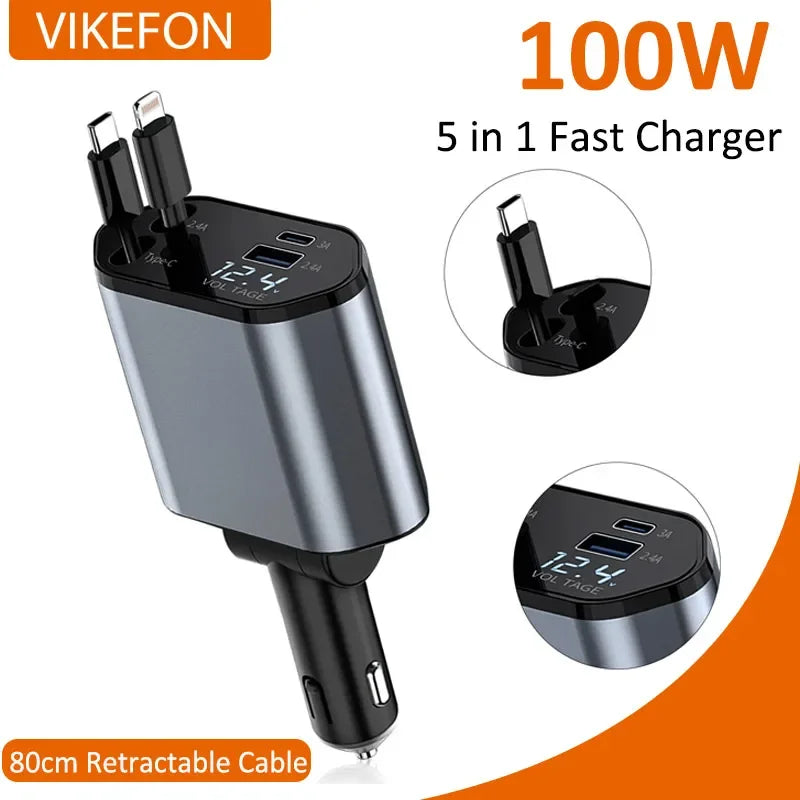 4-in-1 Retractable Car Charger