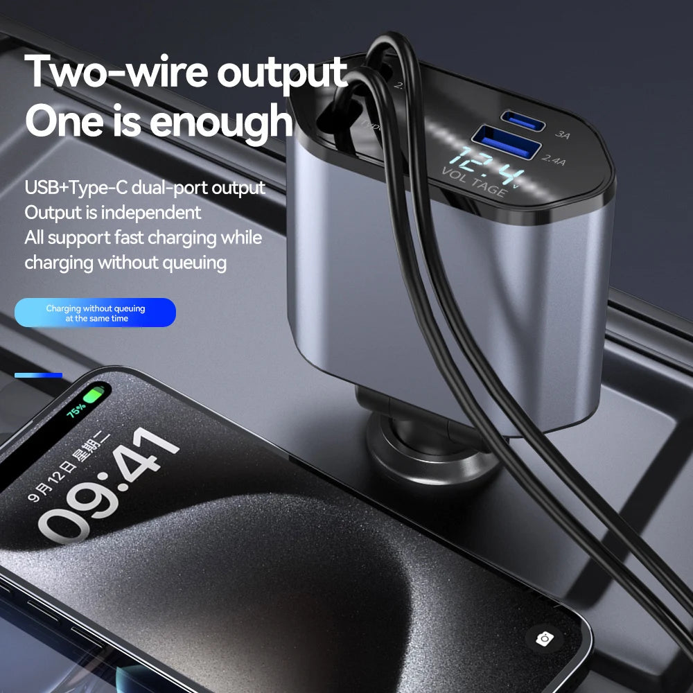4-in-1 Retractable Car Charger