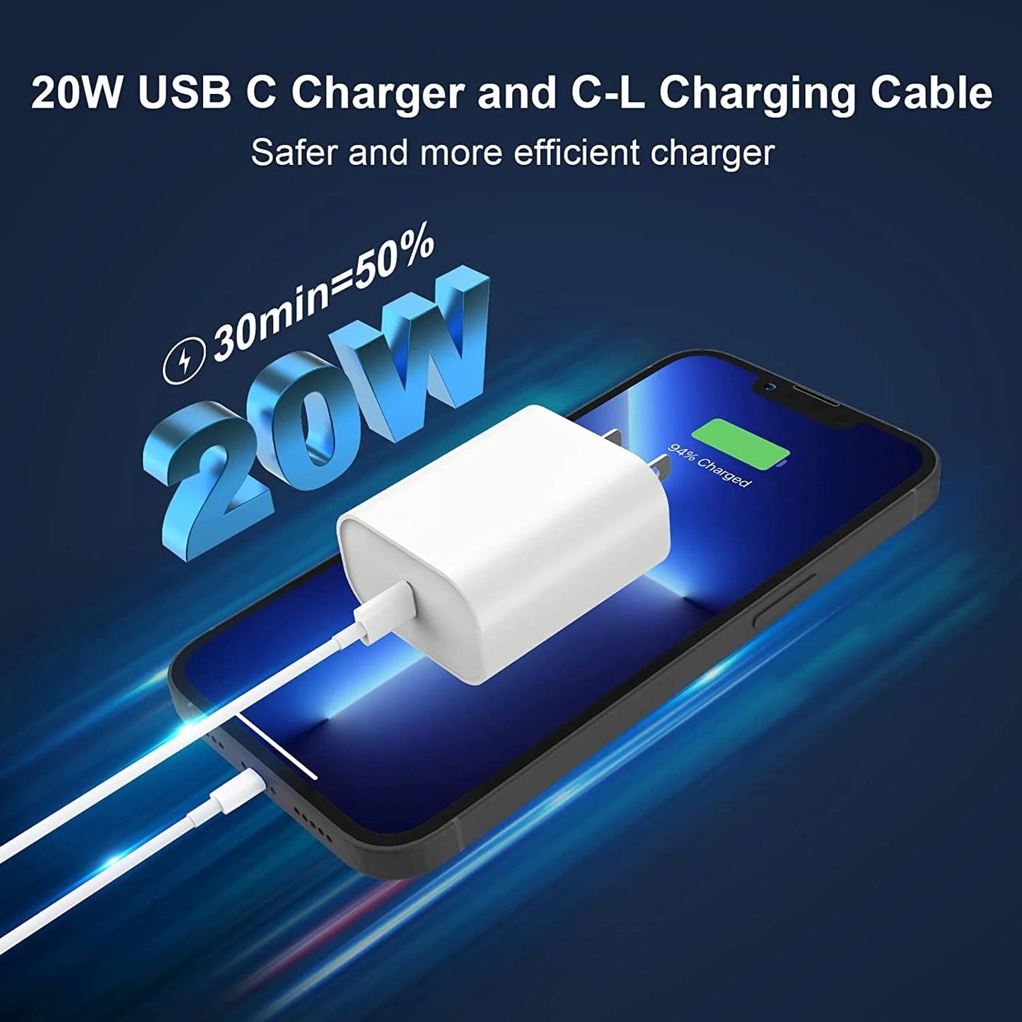 3-Pack Apple Certified iPhone Fast Charger