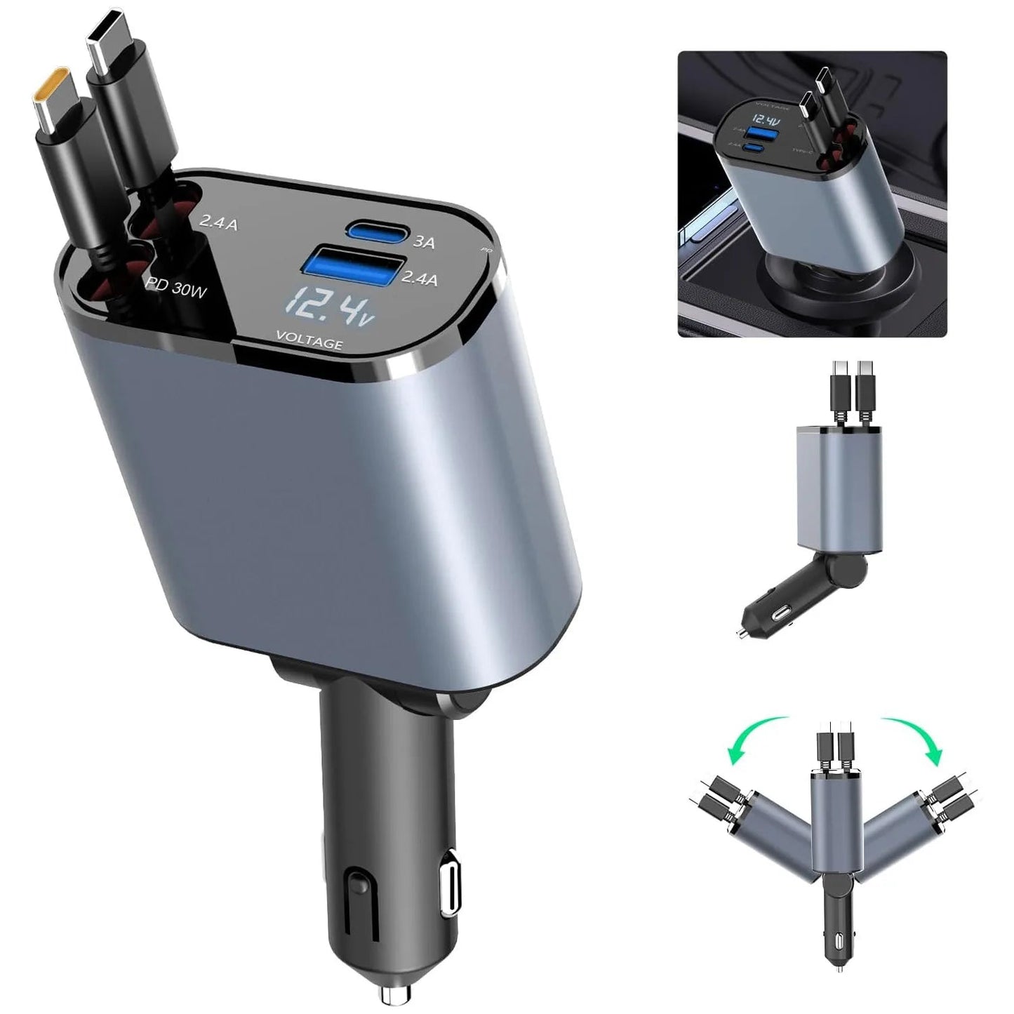4-in-1 Retractable Car Charger