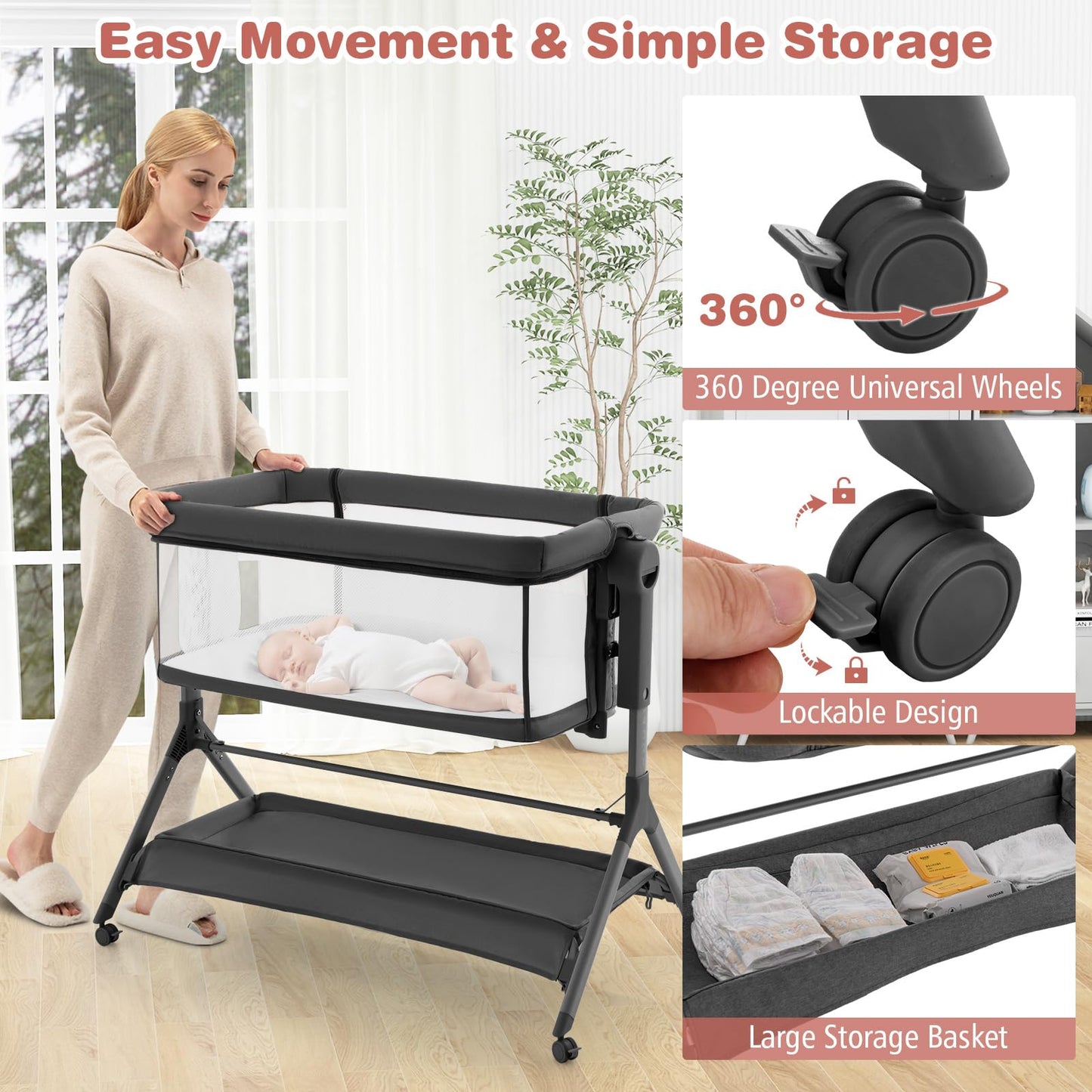 BABY JOY 4 in 1 Baby Bassinet with Mattress