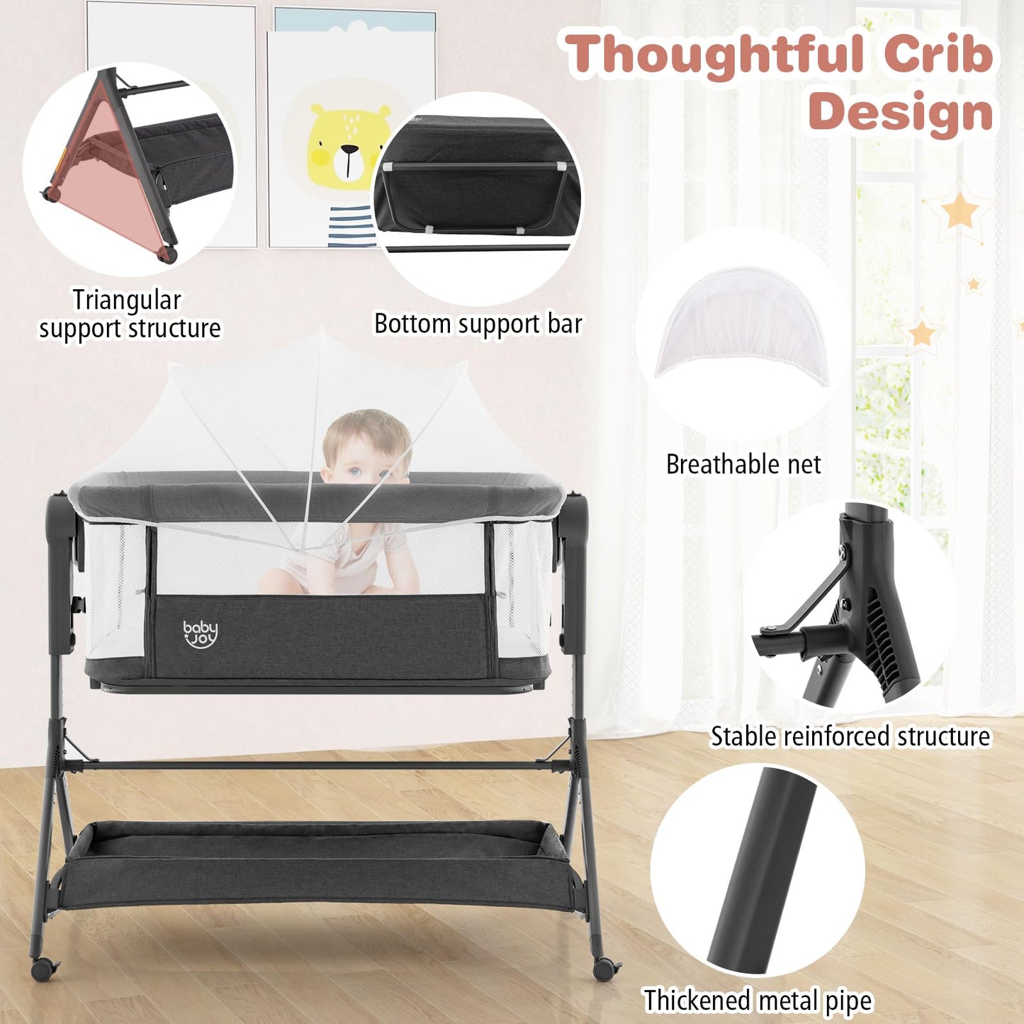BABY JOY 4 in 1 Baby Bassinet with Mattress