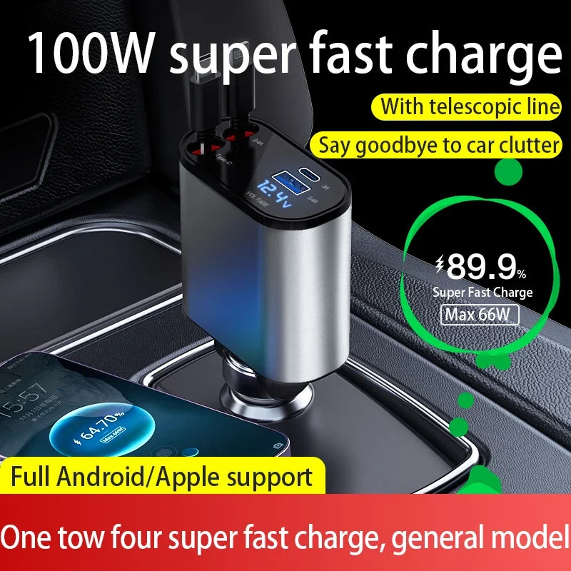 4-in-1 Retractable Car Charger