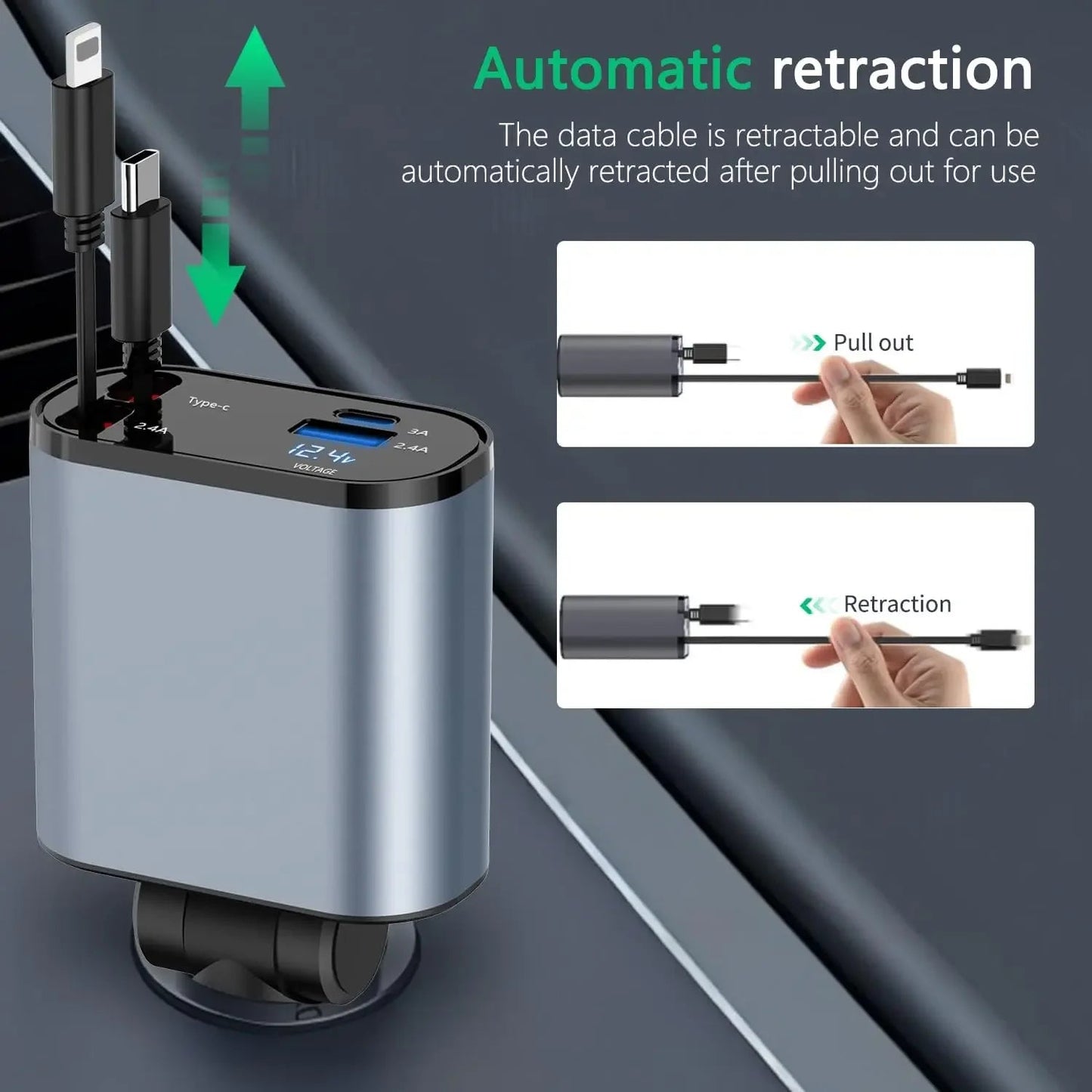 4-in-1 Retractable Car Charger