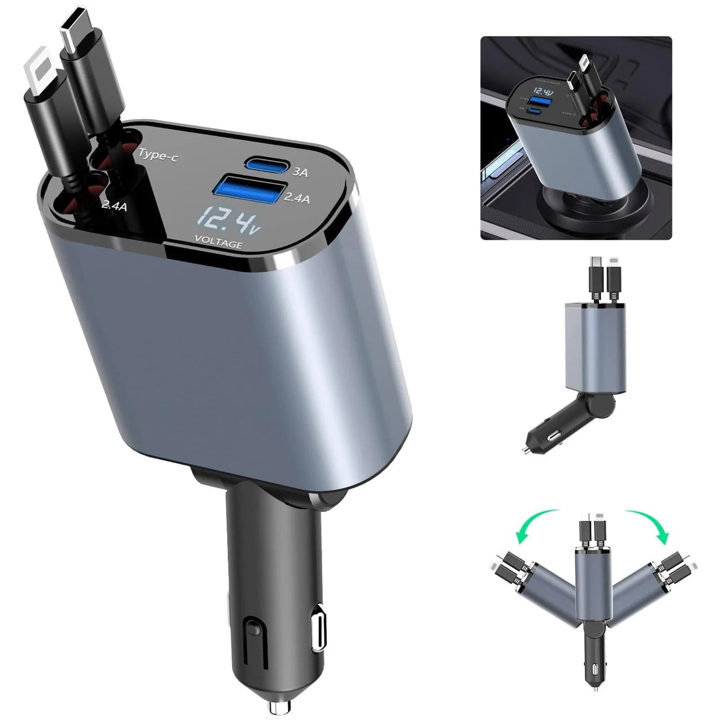 4-in-1 Retractable Car Charger