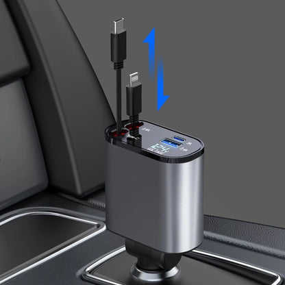 100W 4-in-1 Retractable Car Charger