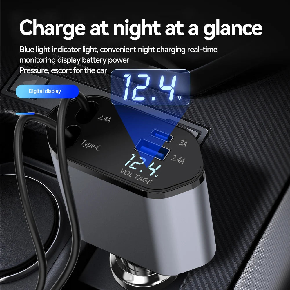 4-in-1 Retractable Car Charger