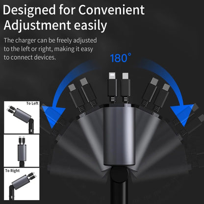 100W 4-in-1 Retractable Car Charger