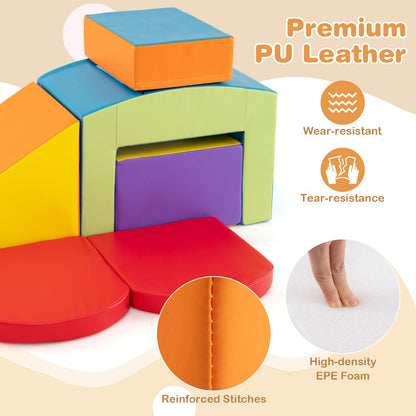 6 PCS Foam Climbing Blocks with Tunnel Stairs and Ramp for 12 Months+