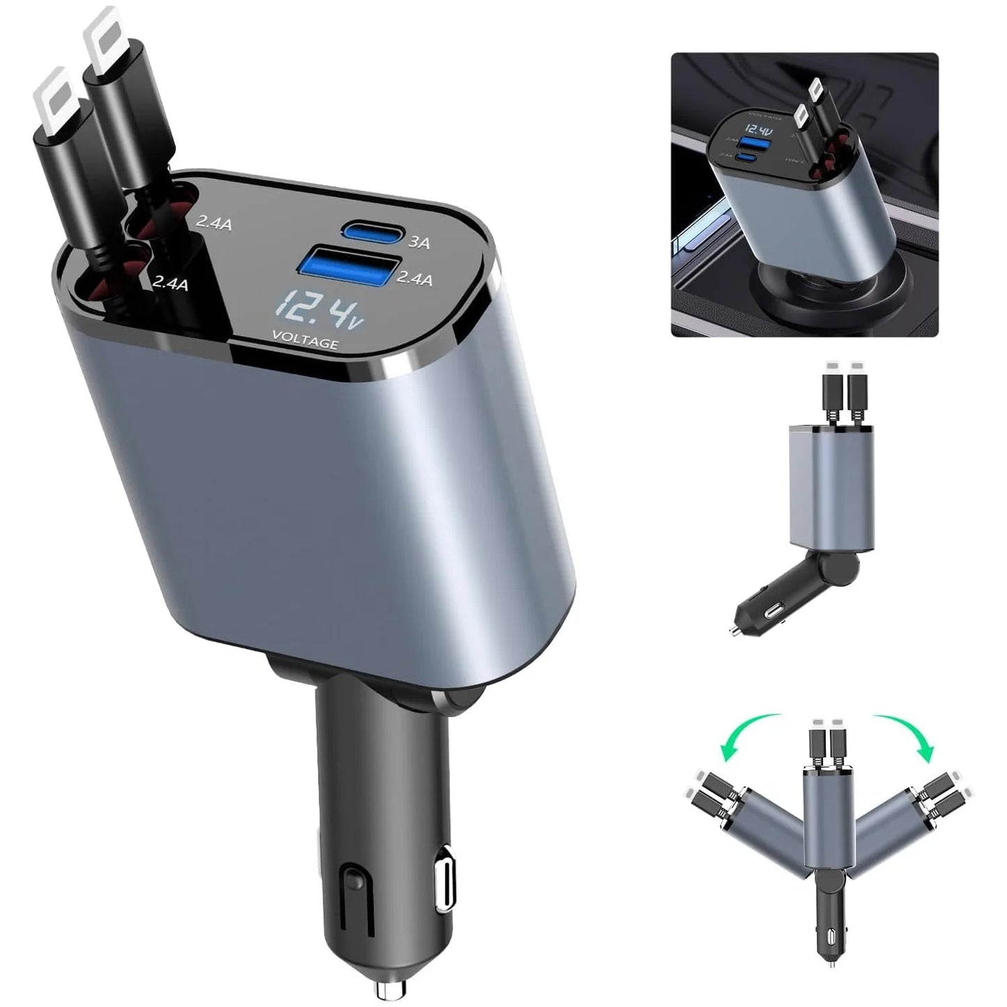 4-in-1 Retractable Car Charger
