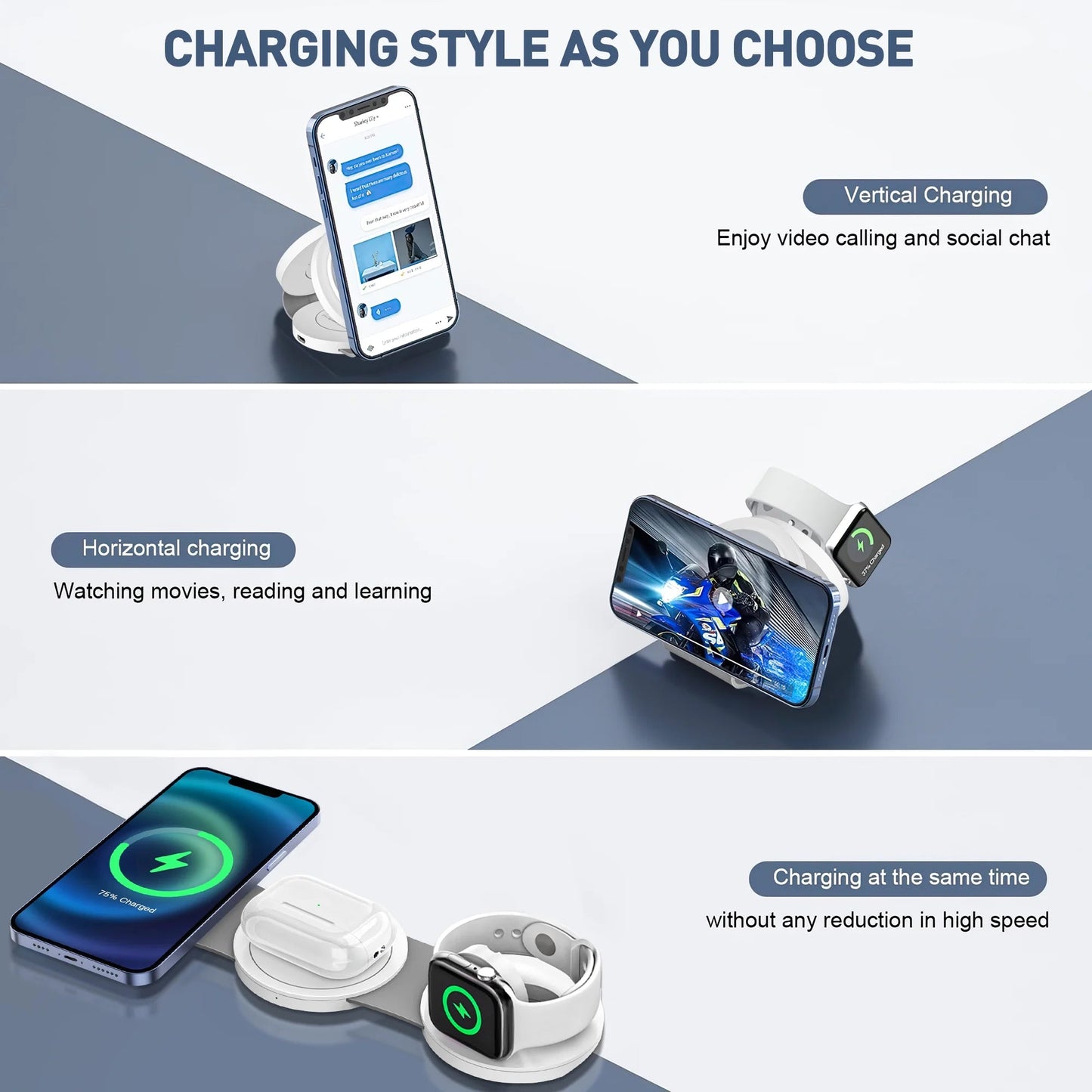 3 in 1 Magnetic Wireless Charging Station
