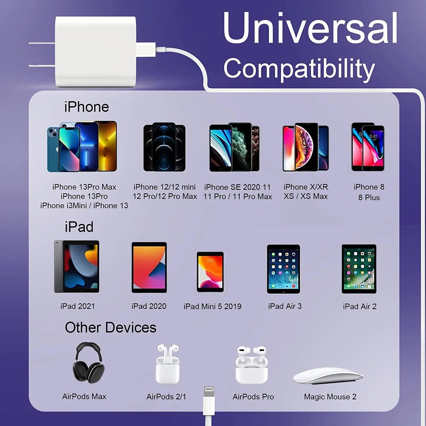 3-Pack Apple Certified iPhone Fast Charger