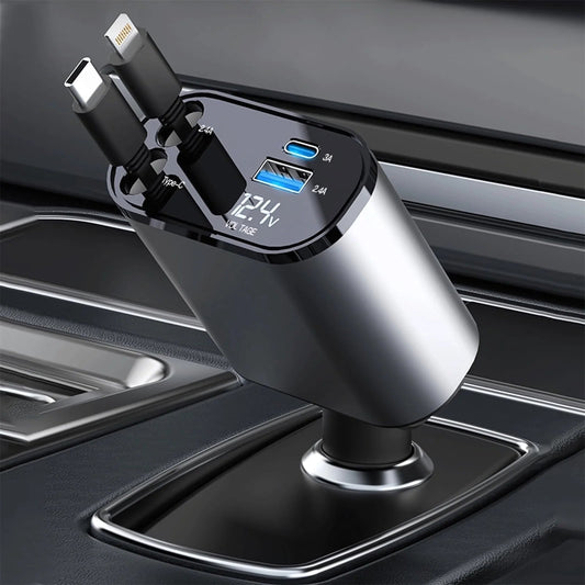 100W 4-in-1 Retractable Car Charger