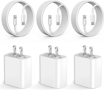 3-Pack Apple Certified iPhone Fast Charger