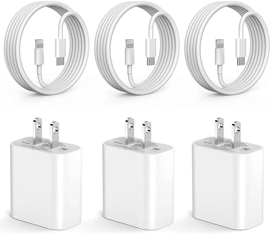 3-Pack Apple Certified iPhone Fast Charger