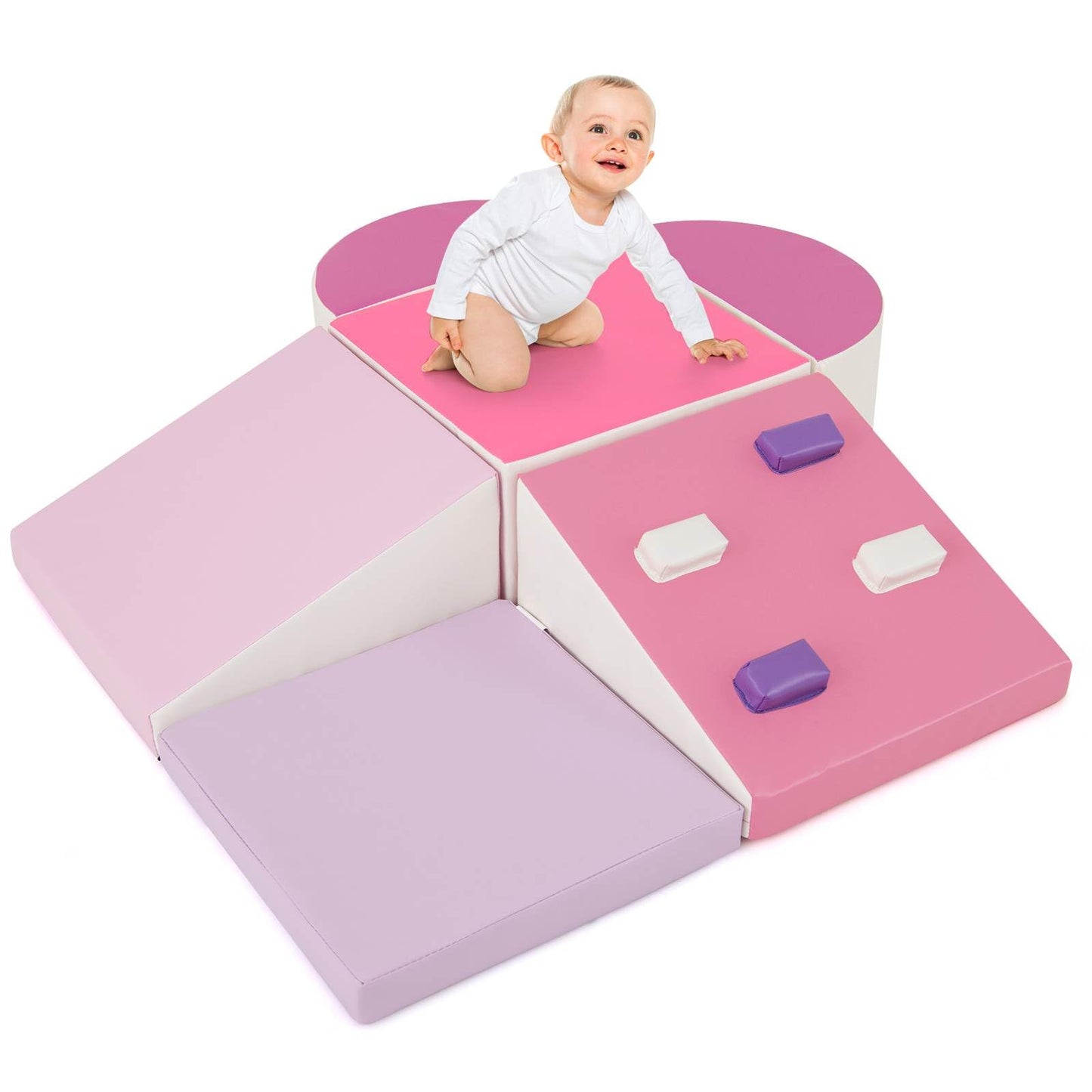 6-Piece Foam Climbing Blocks, Lightweight Soft Climbing Indoor Set with Hook and Loop Fasteners