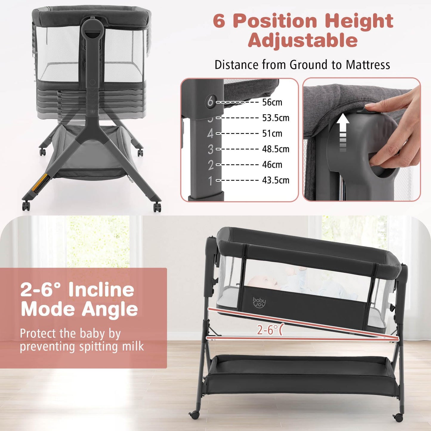 BABY JOY 4 in 1 Baby Bassinet with Mattress