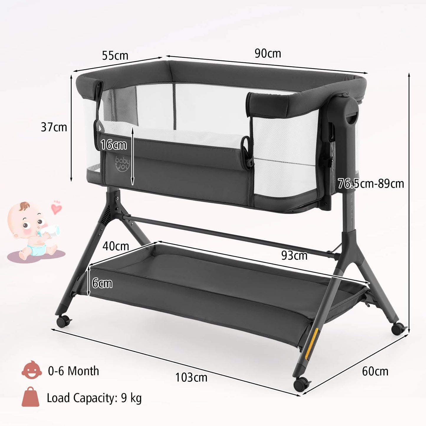 BABY JOY 4 in 1 Baby Bassinet with Mattress