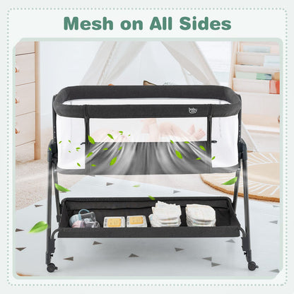 BABY JOY Baby Cot Bed Crib Portable Bassinet Bedside Sleeper Height Adjustable